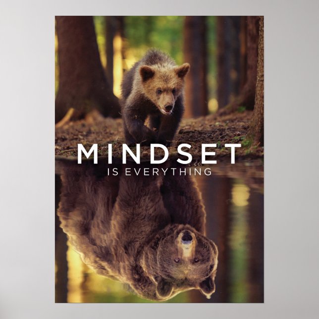 Affiche L'état d'esprit est tout - Grizzly Oear Motivation (Devant)