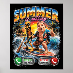 Affiche L'été appelle Tung Tung Sahur Surfing Meme