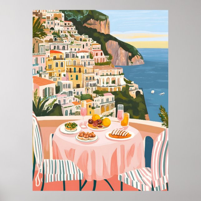 Affiche L'été italien Côte Amalfi Acrylique Mur Art (Devant)