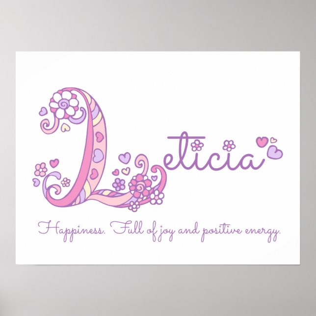 Affiche Leticia initiale L doodle coeur art signification  (Devant)