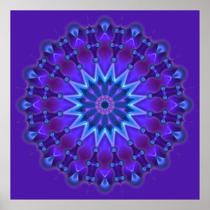 Affiche L'étoile Mandala en bleu   violet