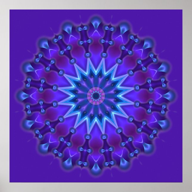 Affiche L'étoile Mandala en bleu | violet (Devant)