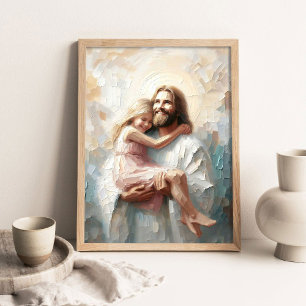 Affiche L'étreinte aimante de Jésus, Peinture chrétienne,