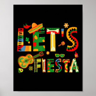 Affiche Lets Fiesta Cinco De Mayo Parti Mexicain Guitare