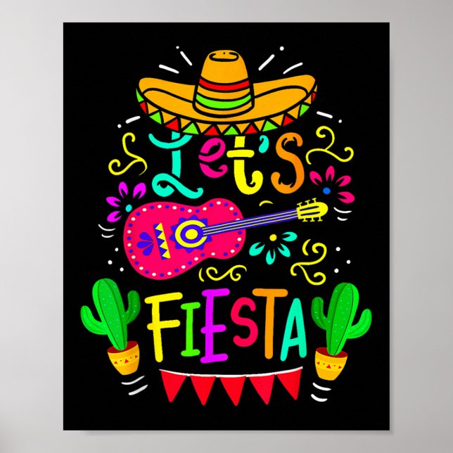 Affiche Lets Fiesta Cinco De Mayo Parti Mexicain Guitare L (Devant)