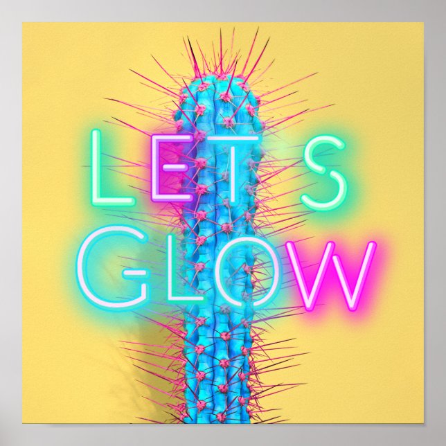 Affiche Let's GLOW Neon Cactus Funky Party Festival Dance (Devant)
