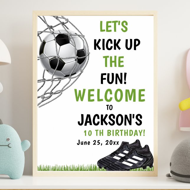 Affiche Let's Kick up the fun!, Funny Soccer Birthday (Créateur téléchargé)
