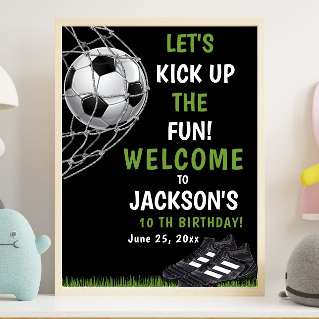 Affiche Let's Kick up the fun!, Funny Soccer Birthday (Créateur téléchargé)