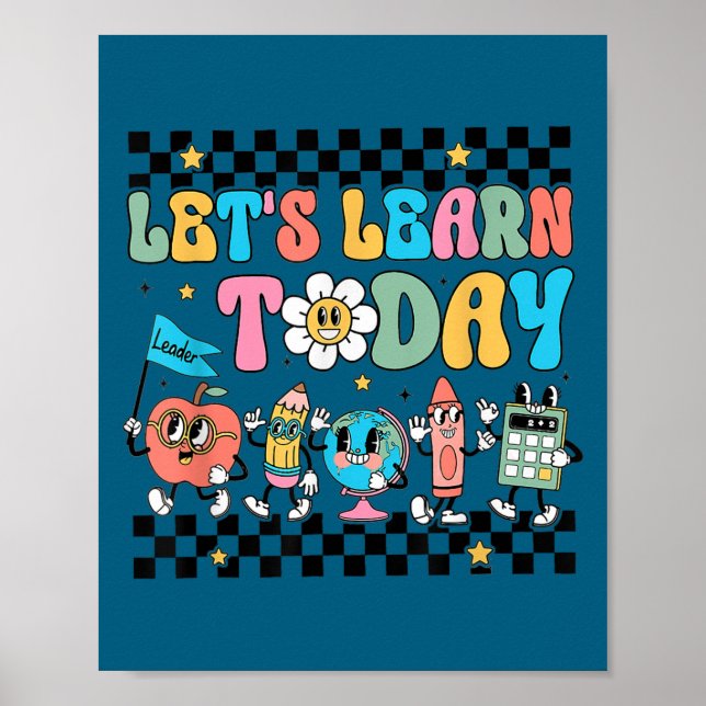 Affiche Let's Learn Today Retro Back To School Teacher Mot (Devant)