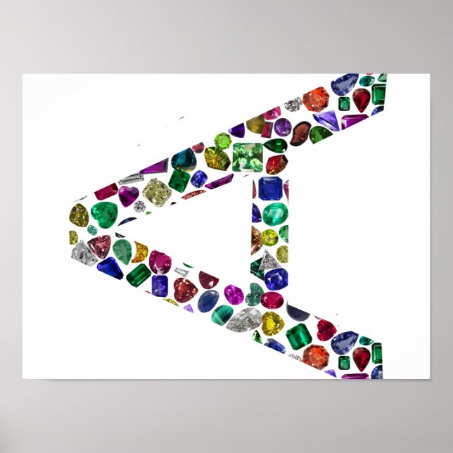 Affiche LETTER-A, made with Gemstones (Devant)