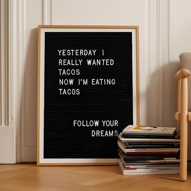 Affiche Letterboard Print Taco Print Funny Kitchen Print  (Créateur téléchargé)