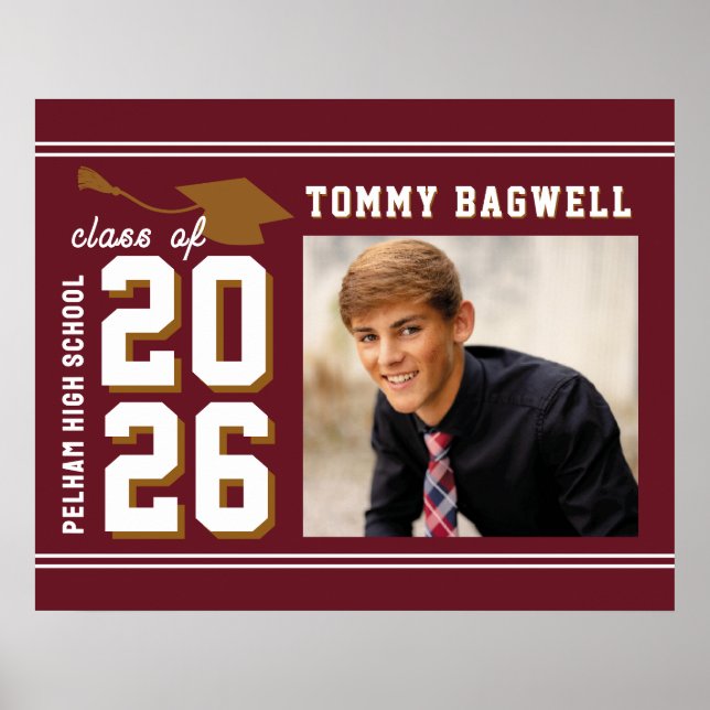 Affiche LETTERMAN GRAD school colors MAROON  (Devant)