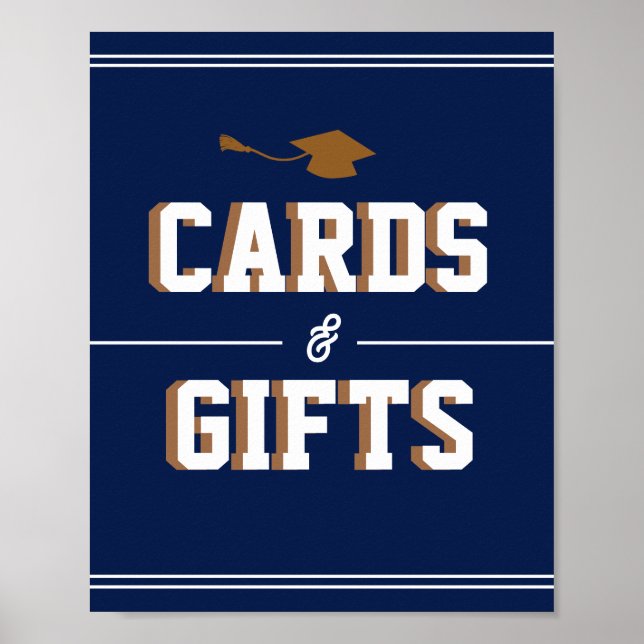 Affiche Letterman Graduation NAVY Cards & Favors  (Devant)