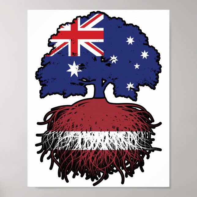 Affiche Lettonie Australienne Lettonie Racines d'arbres (Devant)