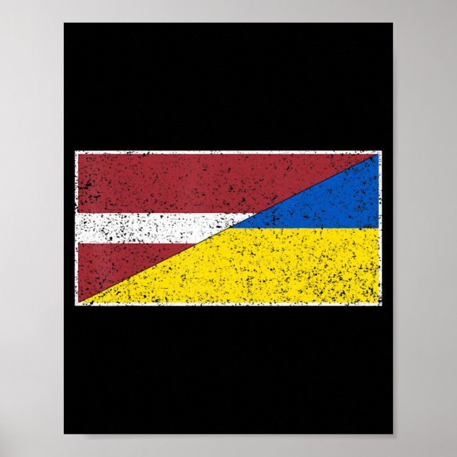 AFFICHE LETTONIE UKRAINE DRAPEAU LATVIENNE NATIONALITÉ UKR (Devant)