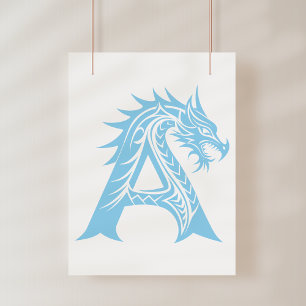 Affiche Lettre A de style dragon, Alphabet Dragon, Monogra