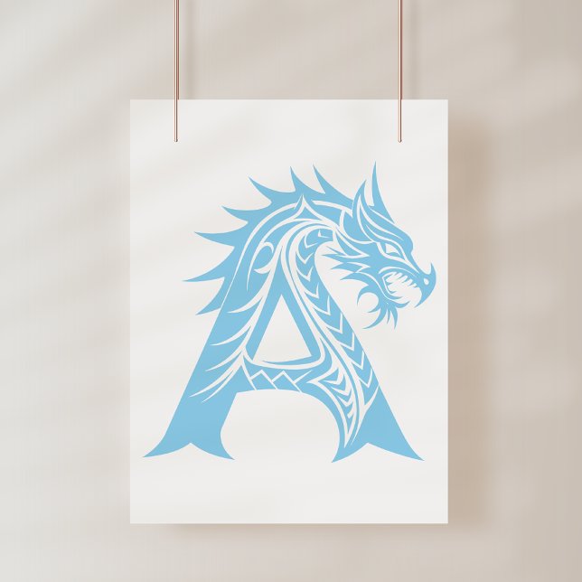 Affiche Lettre A de style dragon, Alphabet Dragon, Monogra (Créateur téléchargé)