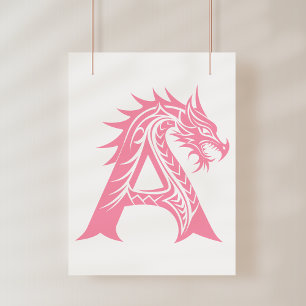 Affiche Lettre A de style dragon, Alphabet Dragon, Monogra