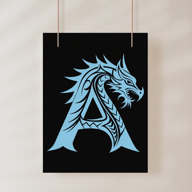 Affiche Lettre A de style dragon, Alphabet Dragon, Monogra (Créateur téléchargé)