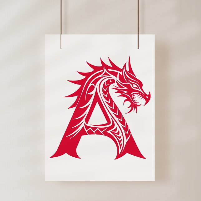 Affiche Lettre A de style dragon, alphabet du dragon, mono (Créateur téléchargé)