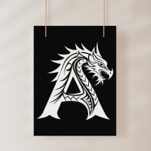 Lettre A de style dragon, alphabet du dragon, mono