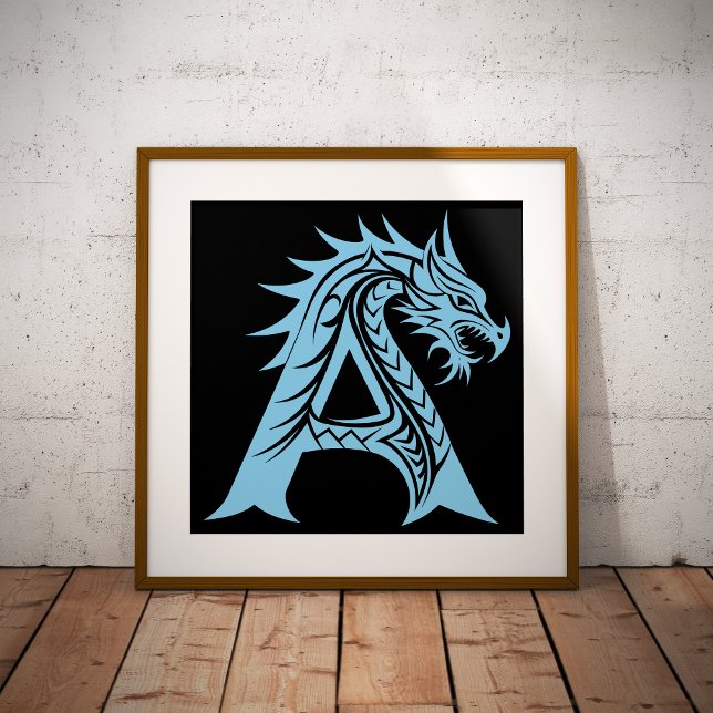 Affiche Lettre A de style dragon, alphabet du dragon, mono (Créateur téléchargé)