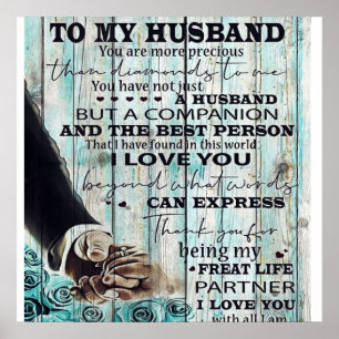 Affiche Lettre à mon mari Beau Cadeau Pour Mari