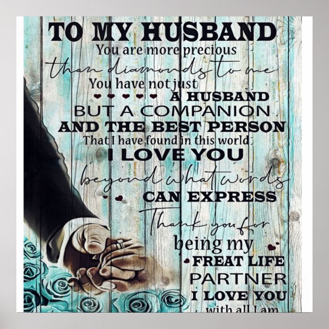 Affiche Lettre à mon mari | Beau Cadeau Pour Mari (Devant)
