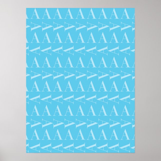 Affiche Lettre A - Monogramme bleu Aqua initial (Devant)