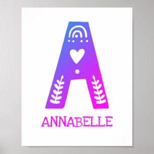 Affiche Lettre A Nom Monogramme Enfants