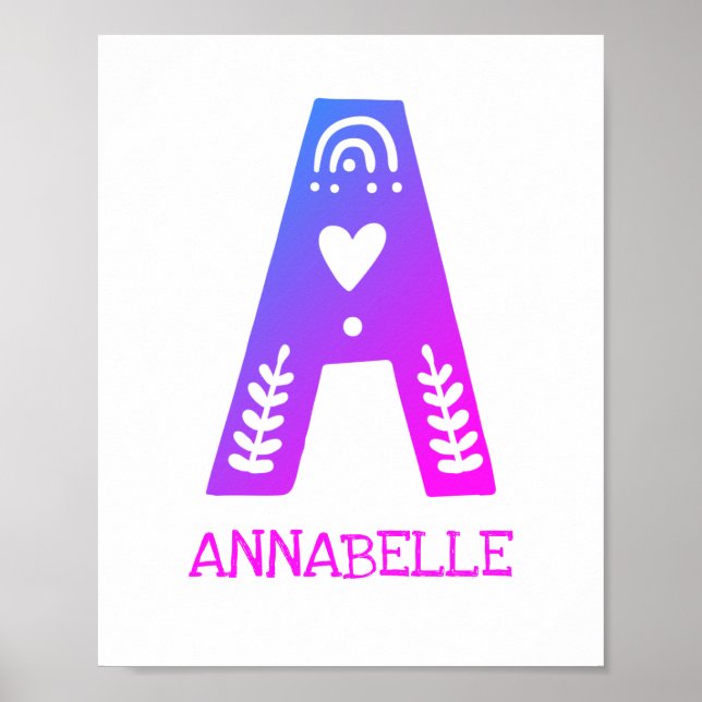 Affiche Lettre A Nom Monogramme Enfants (Devant)