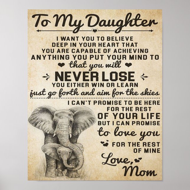 Affiche Lettre adorable à la fille | Bel cadeau (Devant)