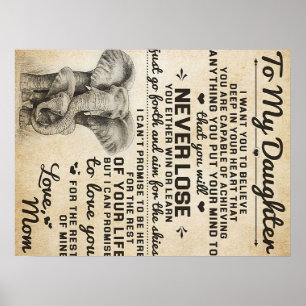 Affiche Lettre adorable à la fille   Bel cadeau