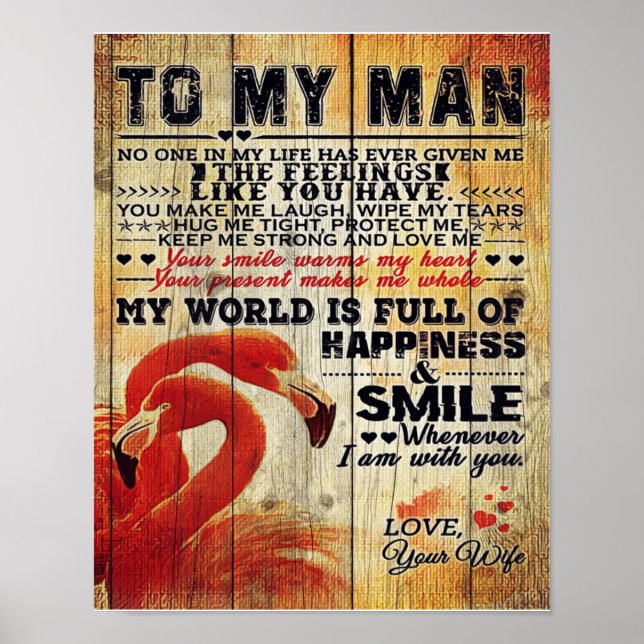 Affiche Lettre adorable à mon mari | Bel cadeau (Devant)