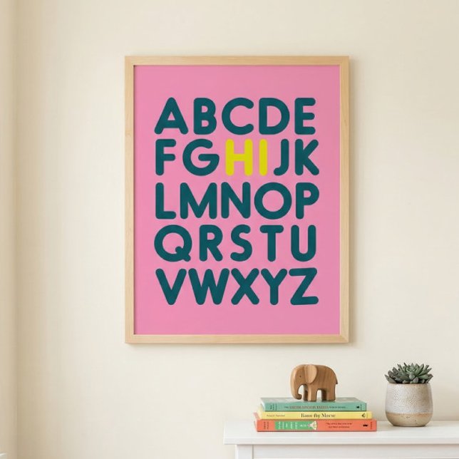 Affiche Lettre alphabet simple en rose (Créateur téléchargé)
