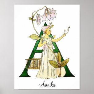 Affiche Lettre Alphabet Vintage A personnalisée