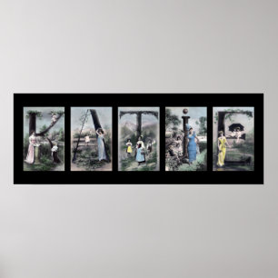 Affiche Lettre alphabet Vintage KATIE Nom Art