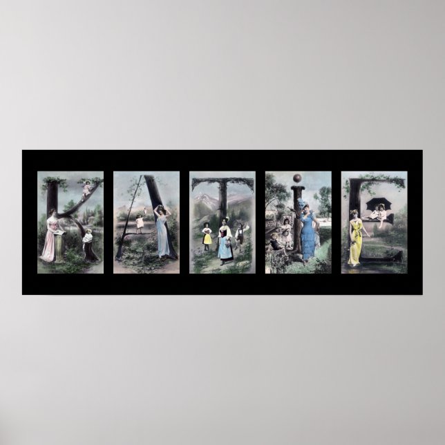 Affiche Lettre alphabet Vintage KATIE Nom Art (Devant)