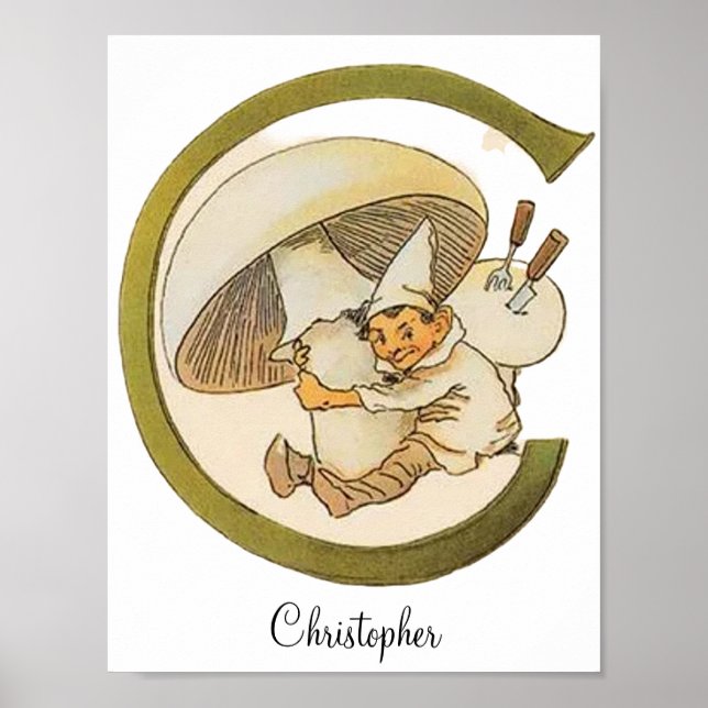 Affiche LETTRE Alphabet Vintage PERSONNALISÉ C (Devant)