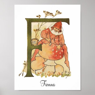 Affiche LETTRE Alphabet Vintage PERSONNALISÉ F