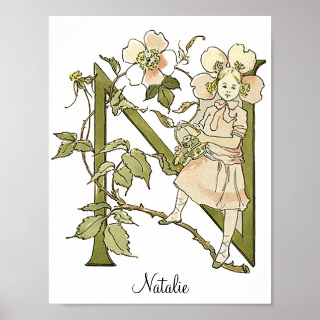 Affiche LETTRE Alphabet Vintage PERSONNALISÉ N (Devant)