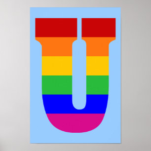 Affiche LETTRE arc-en-ciel U