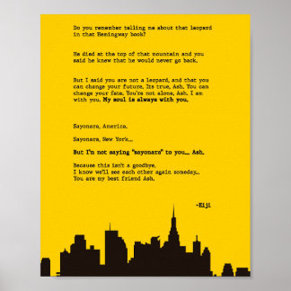 Affiche Lettre aux poissons de banane de cendre