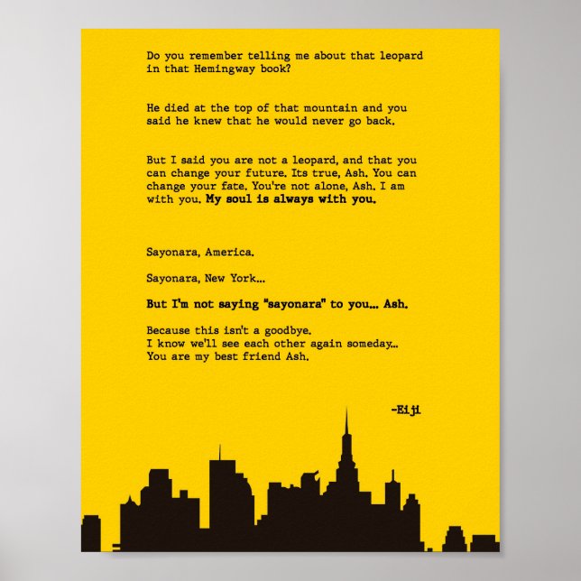 Affiche Lettre aux poissons de banane de cendre (Devant)