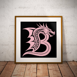 Affiche Lettre B de style dragon, Alphabet Dragon, Monogra