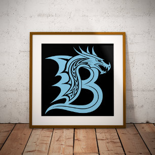 Affiche Lettre B de style Dragon, Alphabet Dragon, Monogra