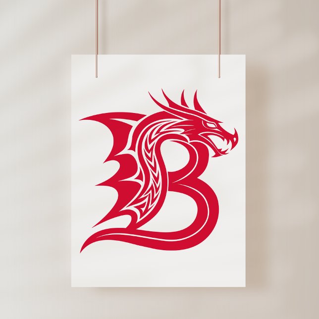 Affiche Lettre B de style dragon, Alphabet Dragon, Monogra (Créateur téléchargé)