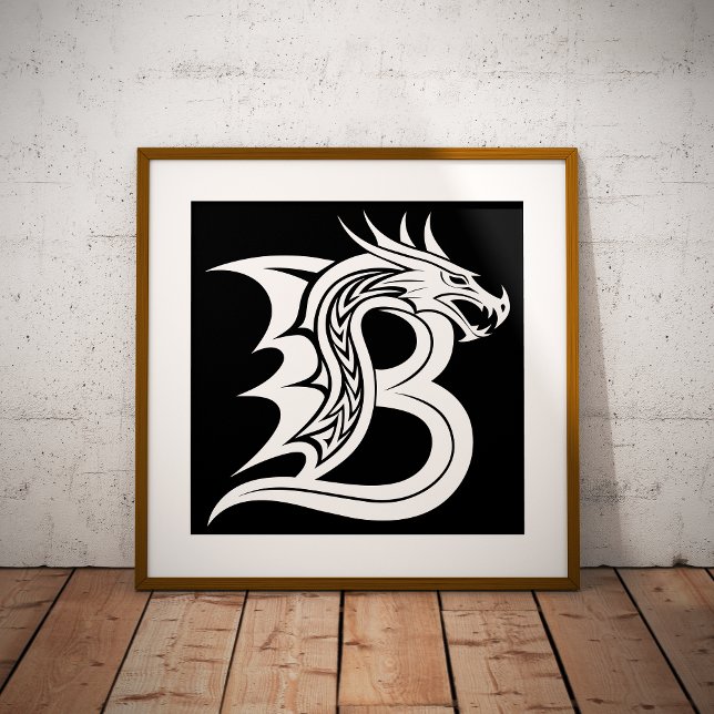 Affiche Lettre B de style dragon, Alphabet Dragon, Monogra (Créateur téléchargé)
