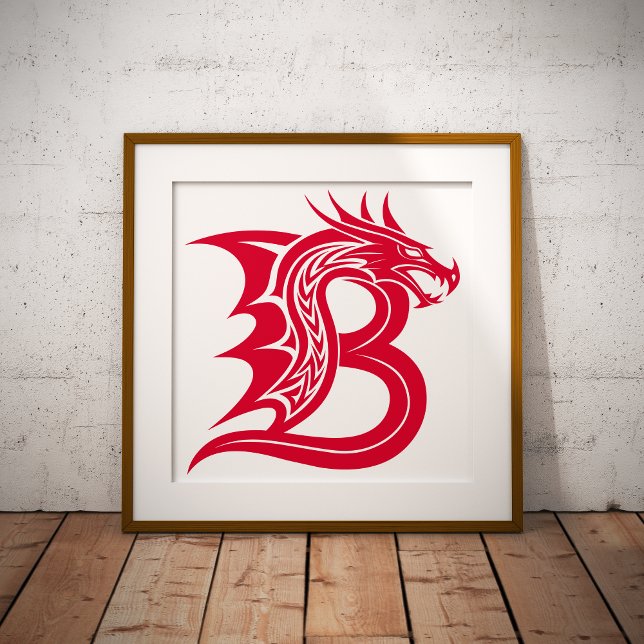 Affiche Lettre B de style dragon, alphabet du dragon, mono (Créateur téléchargé)