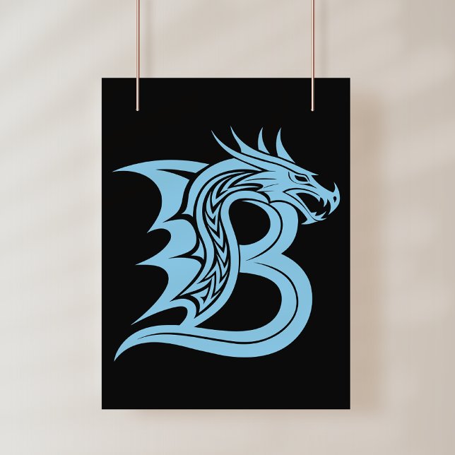 Affiche Lettre B de style dragon, alphabet du dragon, mono (Créateur téléchargé)